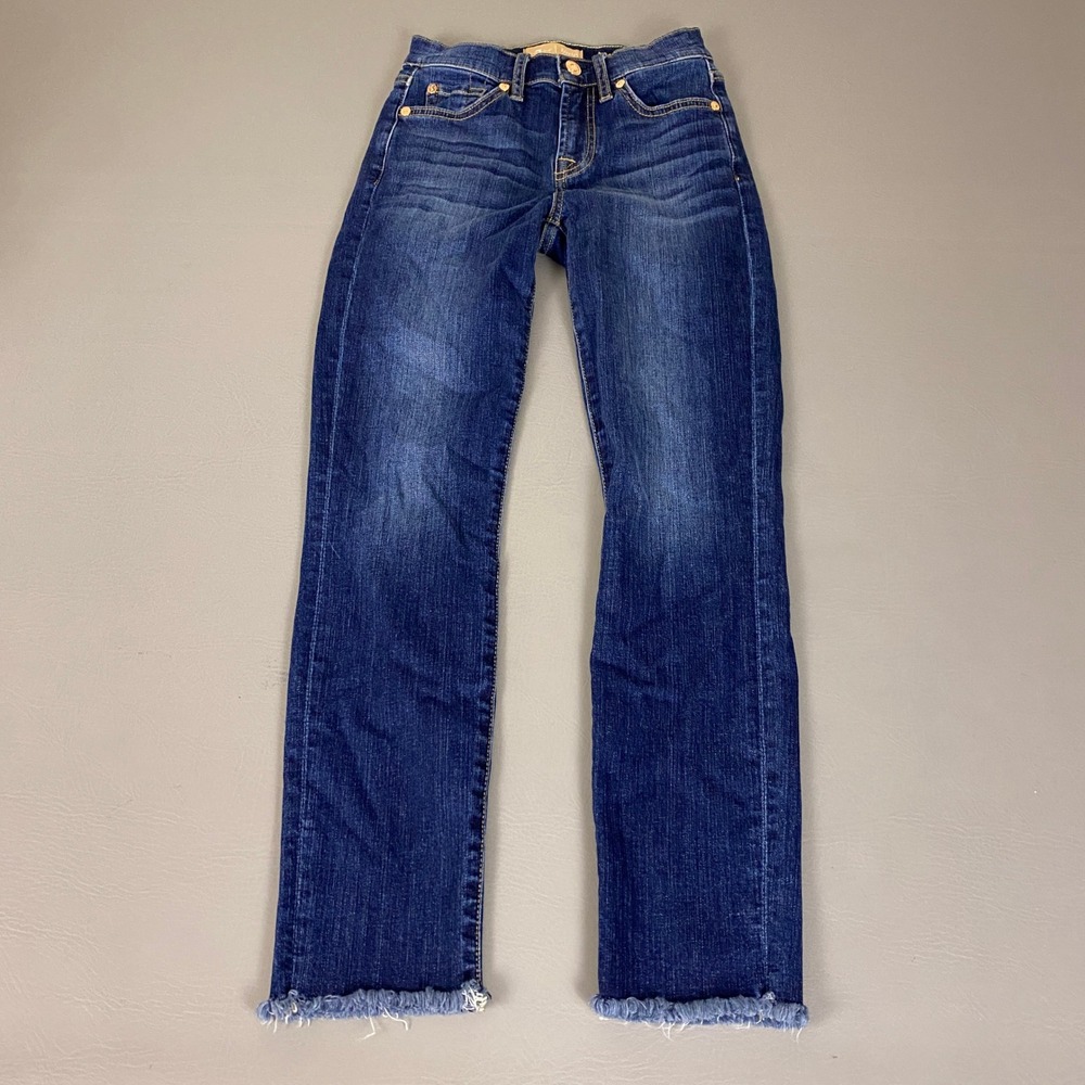 7 For All Mankind Roxanne Jeans Size 24 Blue Ankle Authentic Dark Wash Frayed